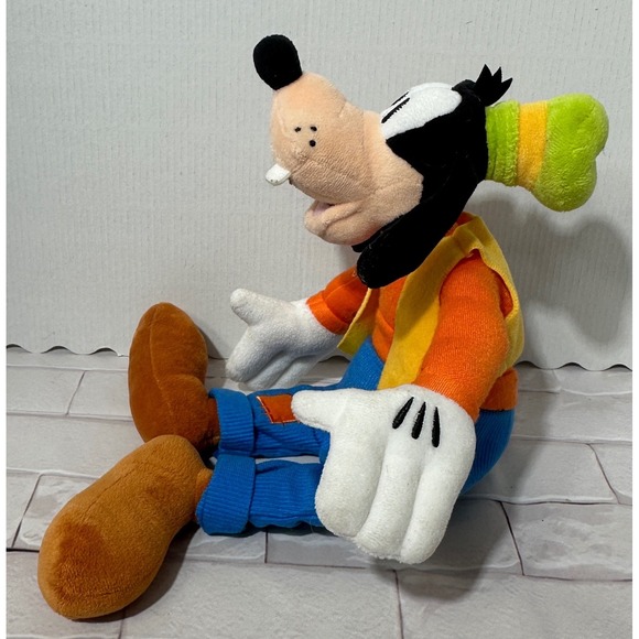 Disney Goofy Plush Stuffed Animal Toy Orange Shirt Blue Pants Green Hat - Picture 5 of 7